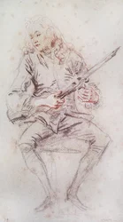 Seated Violinist Turning his Instrument