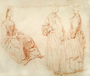 Three Women, One Seated on the Left