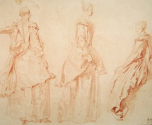 Three Women, One Seated on the Right