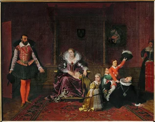 French King Henri IV Plays with His Children as the Spanish Ambassador Enters
