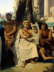 Homer, Greek poet of the 9th century BC. Detail of painting by Jean-Baptiste Auguste Leloir (1809-1892), Musée du Louvre.