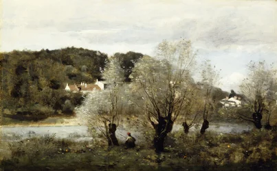 Fisherman on the Edge of a Pond in the Village of Avary