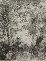 Horseman in the Woods, Original Impression 1854, Printed in 1921