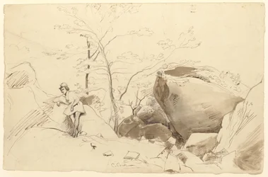 Pen and Brown Ink, Brush and Brown Wash Over Pencil on Paper