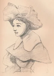 Portrait of a Young Woman in a Large Hat, My Hagar, c1830