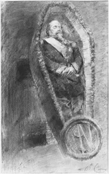 Emperor Napoleon III in his coffin during the funerary service, celebrated in the church at Chislehurst, England, on the 13th January 1873