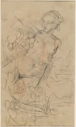 A Reclining Nude with Her Right Arm Raised