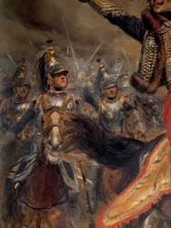 Napoleonic War: The last charge of General Antoine Charles, Earl of Lasalle (1775-1809), killed at Wagram on July 6