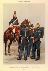 Types and uniforms of the French Army of Captain Jules Richard, illustrated by Edouard Detaille (1848-1912): Republican Guard and Fire Fighters in Great Outfit in 1887