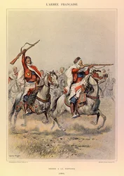 Types and Uniforms of the French Army by Captain Jules Richard, Illustrated by Edouard Detaille: Spahis at the Fantasia in 1886, Private Collection