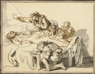 Women and Children Mourning a Dead Man