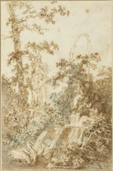 Capriccio with Fountain and Frolicking Swans