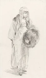 Russian woman with a fur muff