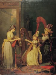 Harp lesson given by Madame de Genlis to Mademoiselle d