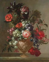 Still Life of Flowers in a Sculpted Vase