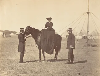 [Lady Canning on her Black Arab and Lord Clyde, Commander in Chief], 1858-61.