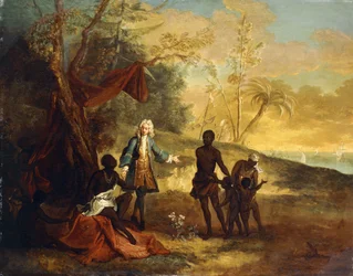 From the Four Parts of the World - Africa: A European Merchant Bartering with a Black Chief, 1724