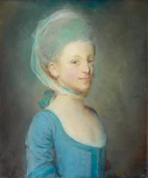 Portrait of a Young Woman Wearing a Kerchief of Striped Gauze