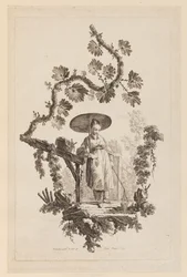 Figure with Parasol Under Bough