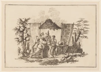 Figures with a Squash, from "Nouveau Cahier de Six Feuilles De Différents Sujets Chinois Historiés"