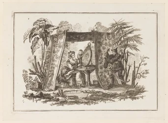 Women Looking in Mirror, from "Nouveau Cahier de Six Feuilles De Différents Sujets Chinois Historiés"