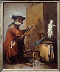 The Painter Monkey. Representation of a Monkey in Man