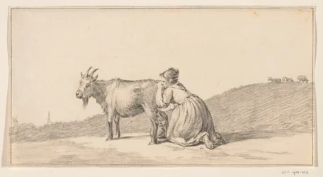 Woman Milking a Goat
