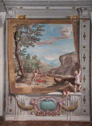 Bacchus fighting with the snake sent to him by Juno
