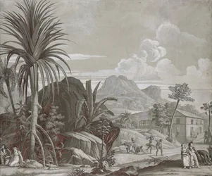Leaving for a Walk, wallpaper panel from the series Paul et Virginie, by Dufour & Cie, circa 1823