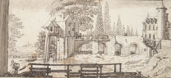 Rustic Scene with Mill and Pond