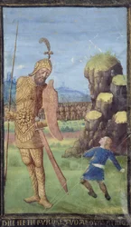 David and Goliath, from a Book of Hours, c.1470