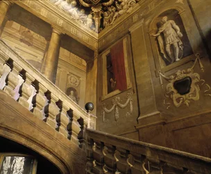 Baroque architecture: staircase painted in trompe l