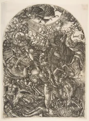 Saint John sees the Four Horsemen, from the Apocalypse