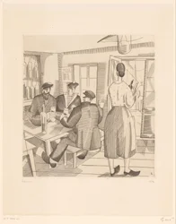 Café Interior with Customers and Waitress (Cabaret Vendéen)
