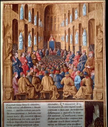 Pope Urban II (1042-1099) Preaching the First Crusade at the Council of Clermont, France, Uniting Knights, Nobility and Cardinals