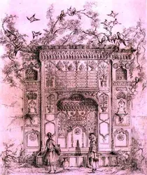 Ornamental Fountain, near the Galata Tower in Constantinople