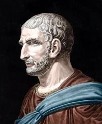 Portrait of Lucius Junius Brutus - Lucius Iunius Brutus (509-545 BC) - legendary founder of the Roman Republic - engraving by Jean François Janinet (1752-1814)