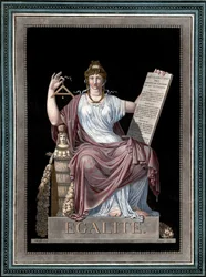 Equality - Engraving by Jean-François Janinet (1752-1814) - Allegory of Equality Holding the Declaration of Human Rights. 1793