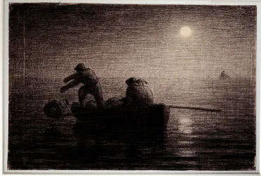 Lobster Fishermen Throwing Their Clays, Night Effect
