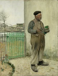 Man Having Just Painted His Fence