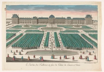 View of the Jardin des Tuileries in Paris Facing the Palais du Louvre