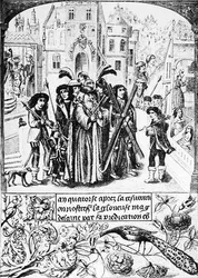 Fabled Origin of the Burgundy Cross, Etienne, a Legendary King of Burgundy Makes a Pilgrimage to St. Victor of Marseilles, to Whom He Has Carried the Cross of St. Andrew, Out of Gratitude to St. Mary