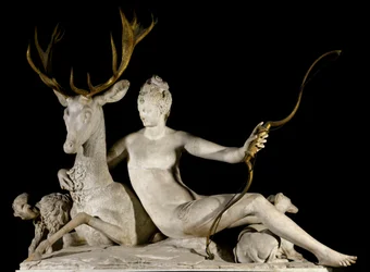 Diana the Huntress and the Deer. The model was Diane de Poitiers, Duchess of Valentinois (1499-1566), and it was intended for the fountain of the Château d