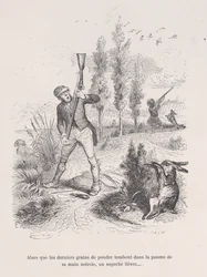 As the last grains of powder fall into the palm of his blackened hand, a superb hare...