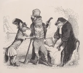 The Wolf pleading against the Fox, in front of the Monkey