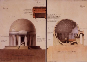 The Temple of the Earth - Elevation and Section by Lequeu