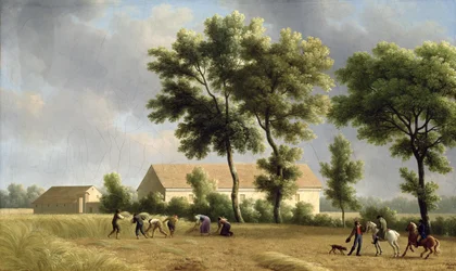 Landscape in Ile-de-France with Harvesters