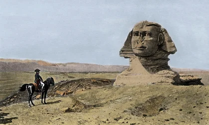 Napoleon and the Sphinx - Campaign (Expedition) of Egypt (1798-1801): Napoleon I Bonaparte (1769-1821) in front of Gizeh