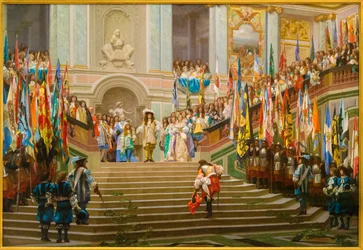 Reception of Louis II de Bourbon Conde by King Louis XIV at Versailles in 1674