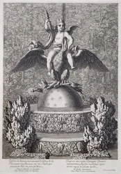 Fountains with a child representing the Genius of Royal Power by Pierre le Gros, at Versailles